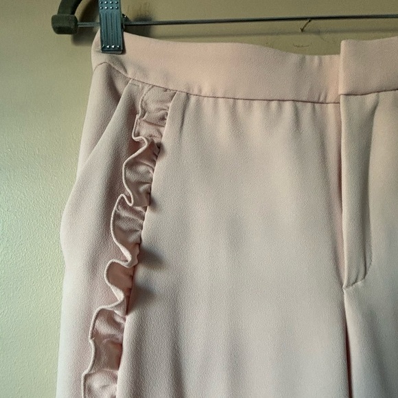 Zara Sz S Blogger’s Favourite Pastel Pink Trousers With Ruffles EUC - Picture 3 of 14